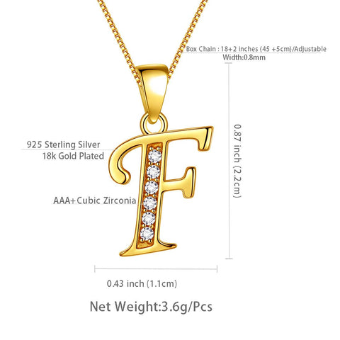 Letter F Initial Necklaces 925 Sterling Silver - Necklaces - Aurora Tears Jewelry