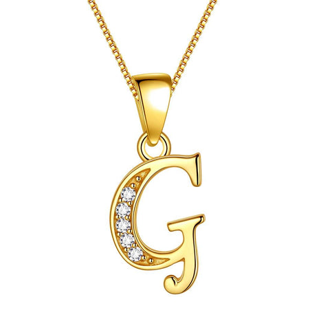 Letter G Initial Necklaces 925 Sterling Silver - Necklaces - Aurora Tears Jewelry