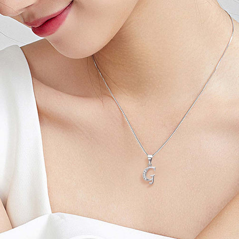 Letter G Initial Necklaces 925 Sterling Silver - Necklaces - Aurora Tears Jewelry