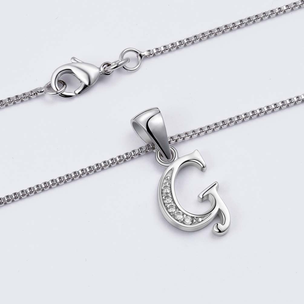 Letter G Initial Necklaces 925 Sterling Silver - Necklaces - Aurora Tears Jewelry