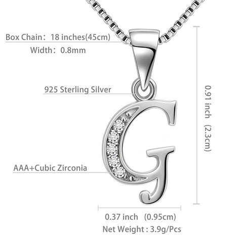 Letter G Initial Necklaces 925 Sterling Silver - Necklaces - Aurora Tears Jewelry