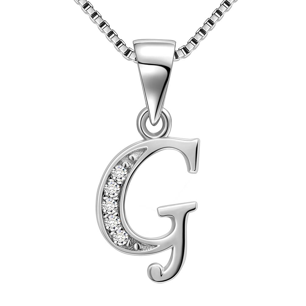 Letter G Initial Necklaces 925 Sterling Silver - Necklaces - Aurora Tears Jewelry