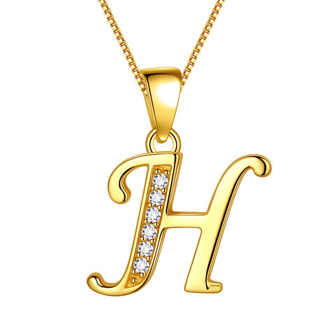 Letter H Initial Necklaces 925 Sterling Silver - Necklaces - Aurora Tears Jewelry