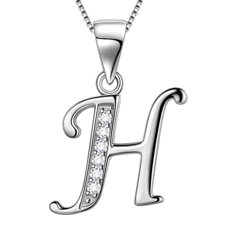 Letter H Initial Necklaces 925 Sterling Silver - Necklaces - Aurora Tears Jewelry