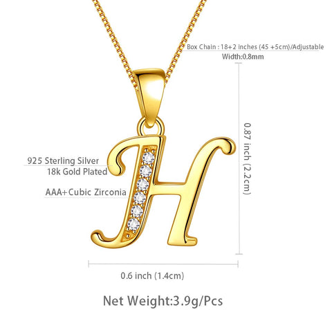 Letter H Initial Necklaces 925 Sterling Silver - Necklaces - Aurora Tears Jewelry