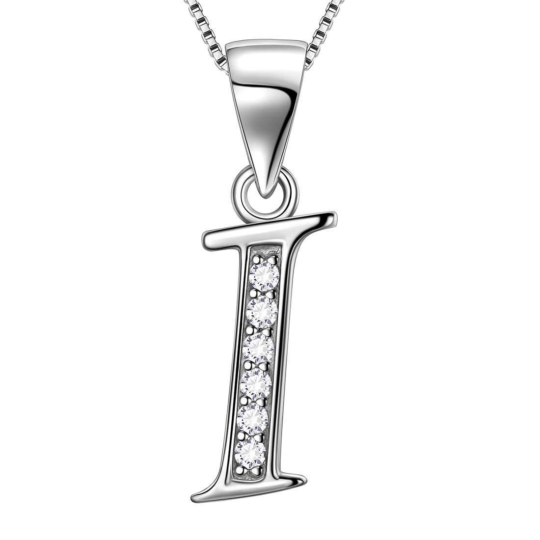 Letter I Initial Necklaces 925 Sterling Silver Aurora Tears Jewelry