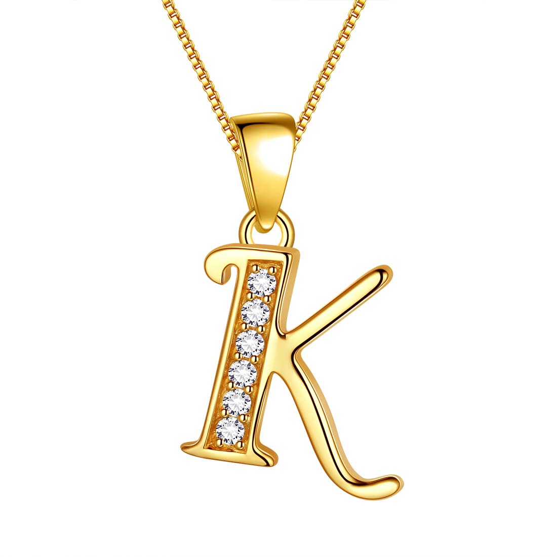 Letter K Initial Necklaces 925 Sterling Silver - Necklaces - Aurora Tears Jewelry