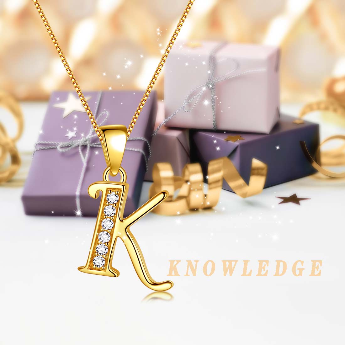 Letter K Initial Necklaces 925 Sterling Silver - Necklaces - Aurora Tears Jewelry