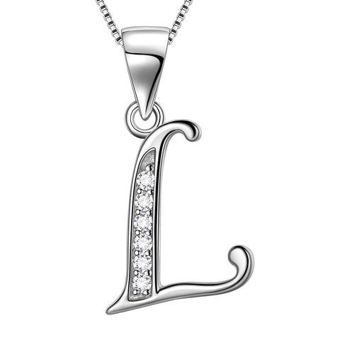 Letter L Initial Necklaces 925 Sterling Silver - Necklaces - Aurora Tears Jewelry