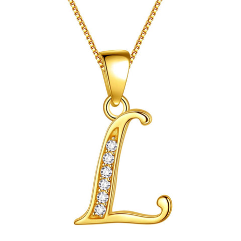 Letter L Initial Necklaces 925 Sterling Silver - Necklaces - Aurora Tears Jewelry