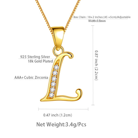 Letter L Initial Necklaces 925 Sterling Silver - Necklaces - Aurora Tears Jewelry