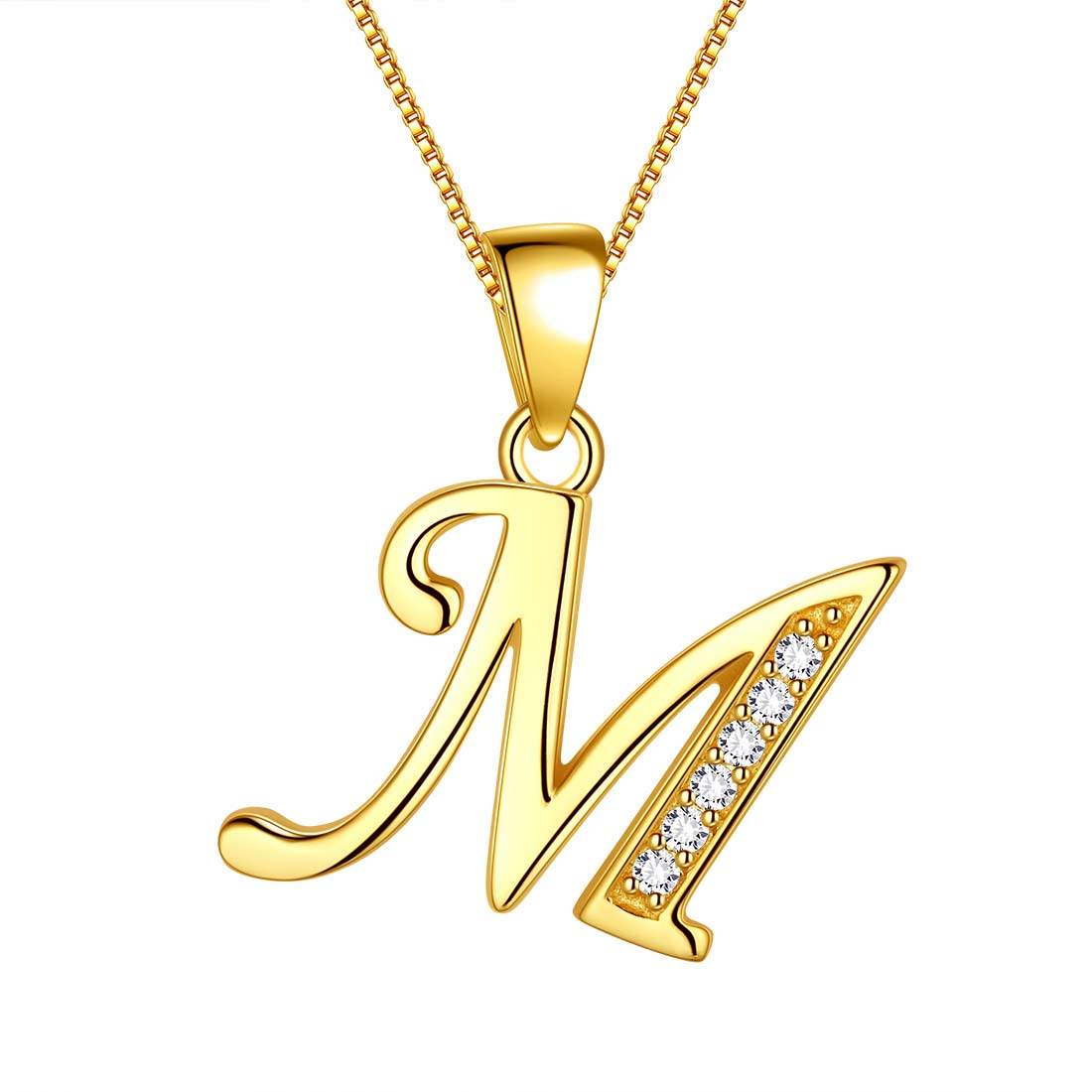 Letter M Initial Necklaces 925 Sterling Silver - Necklaces - Aurora Tears Jewelry