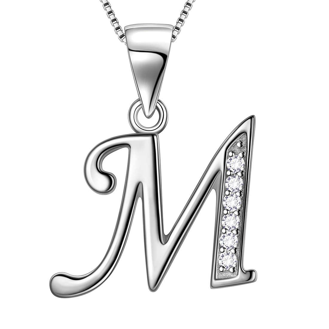 Letter M Initial Necklaces 925 Sterling Silver - Necklaces - Aurora Tears Jewelry
