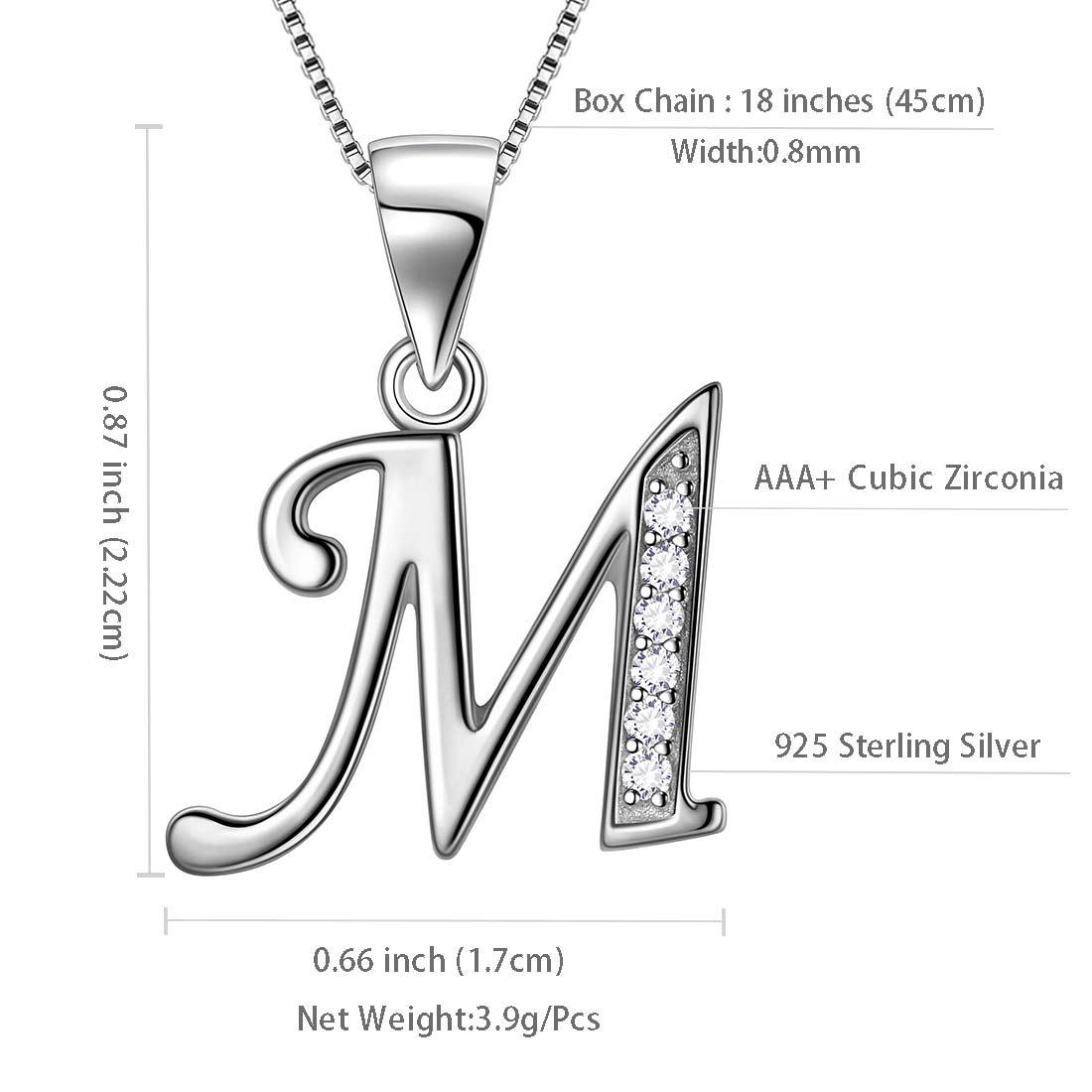 Letter M Initial Necklaces 925 Sterling Silver - Necklaces - Aurora Tears Jewelry