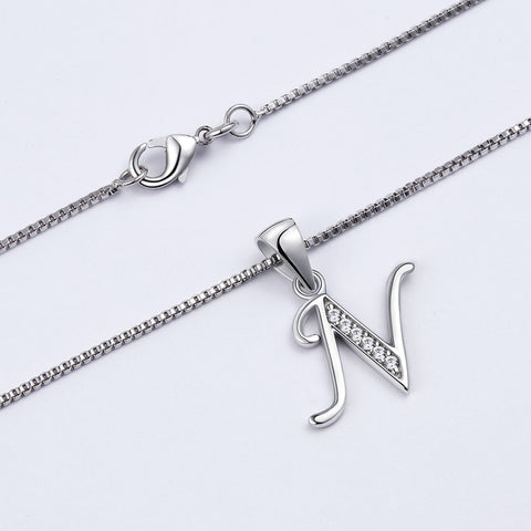 Letter N Initial Necklaces 925 Sterling Silver - Necklaces - Aurora Tears Jewelry