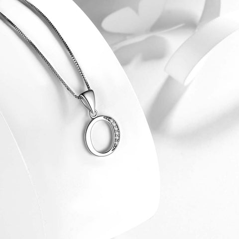 Letter O Initial Necklaces 925 Sterling Silver - Necklaces - Aurora Tears Jewelry