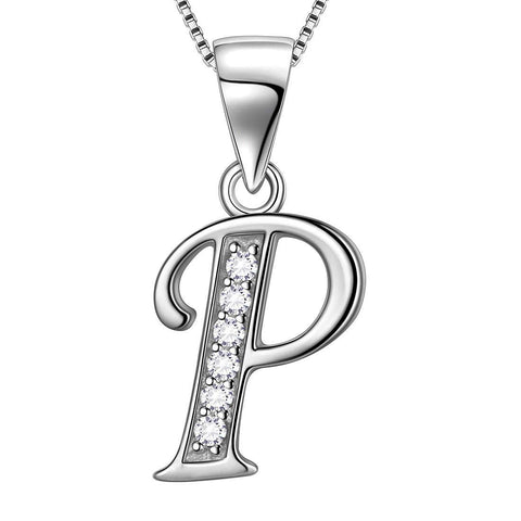 Letter P Initial Necklaces 925 Sterling Silver Aurora Tears Jewelry