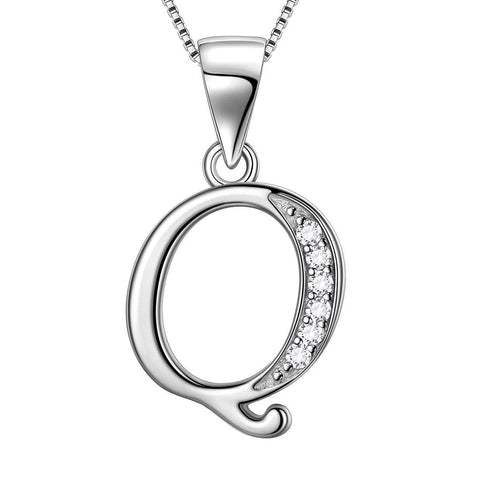 Letter Q Initial Necklaces 925 Sterling Silver Aurora Tears Jewelry