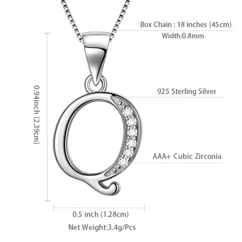 Letter Q Initial Necklaces 925 Sterling Silver - Necklaces - Aurora Tears Jewelry