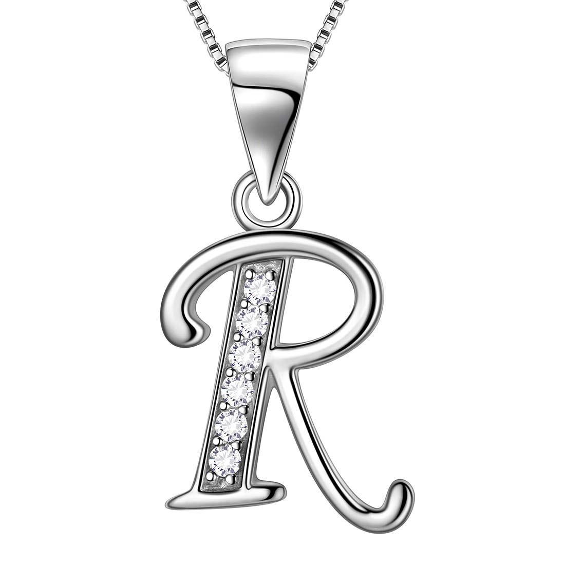 Letter R Initial Necklaces 925 Sterling Silver - Necklaces - Aurora Tears Jewelry