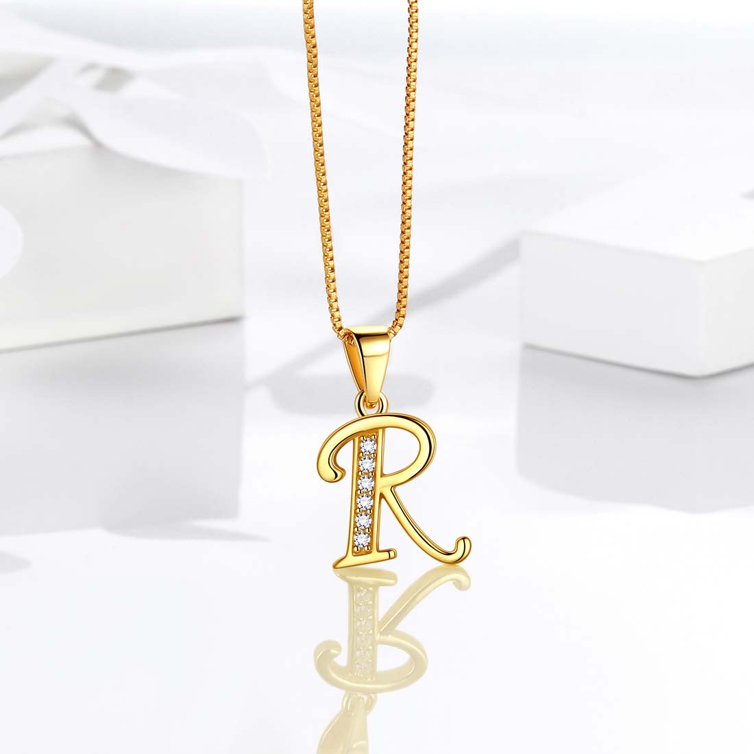 Letter R Initial Necklaces 925 Sterling Silver - Necklaces - Aurora Tears Jewelry