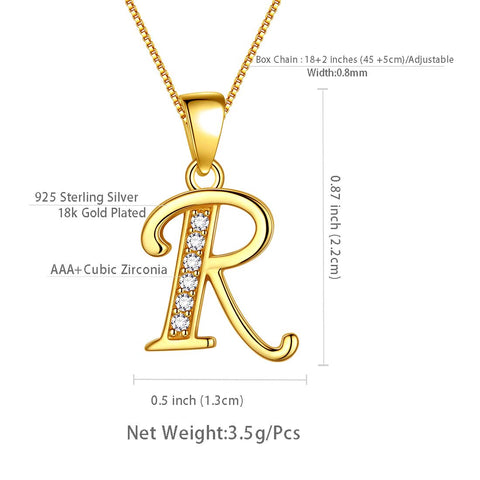 Letter R Initial Necklaces 925 Sterling Silver - Necklaces - Aurora Tears Jewelry