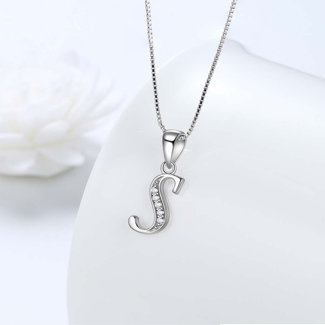 Letter S Initial Necklaces 925 Sterling Silver - Necklaces - Aurora Tears Jewelry