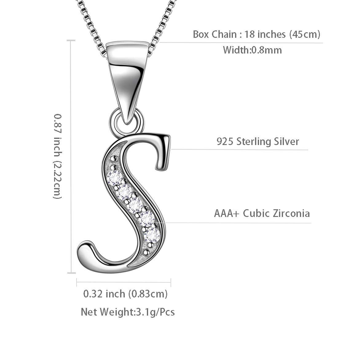 Letter S Initial Necklaces 925 Sterling Silver - Necklaces - Aurora Tears Jewelry