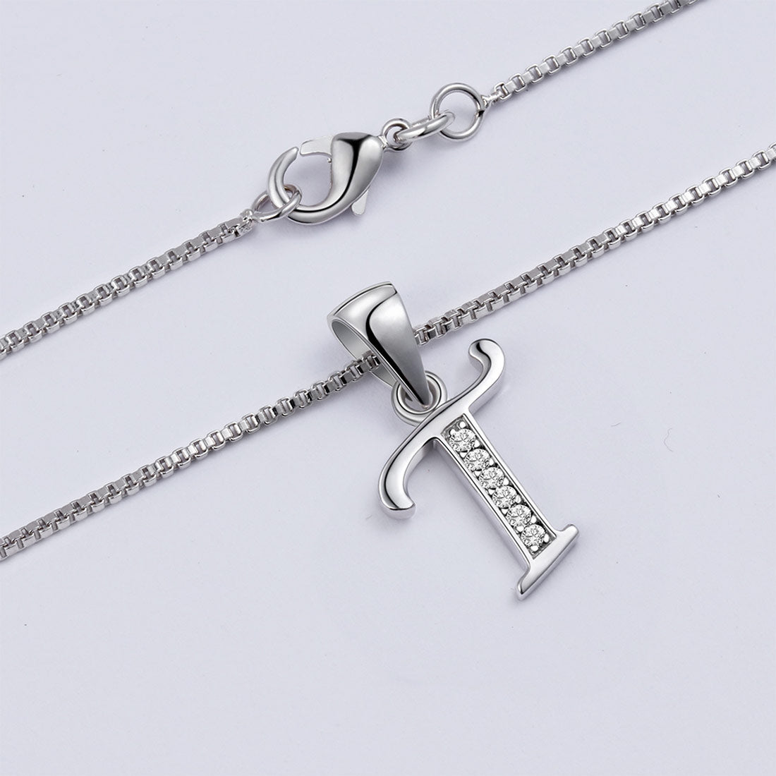 Letter T Initial Necklaces 925 Sterling Silver - Necklaces - Aurora Tears Jewelry