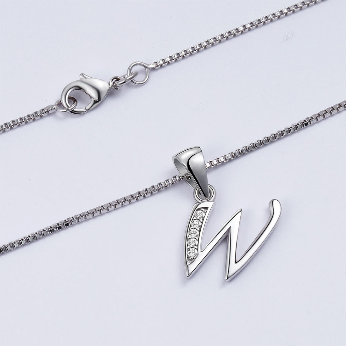 Letter W Initial Necklaces 925 Sterling Silver - Necklaces - Aurora Tears Jewelry