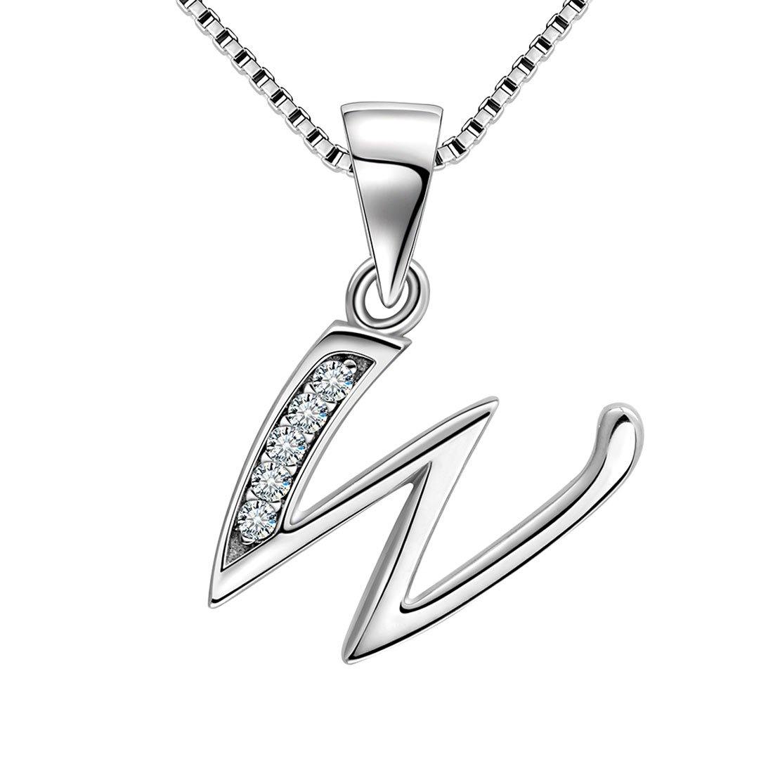 Letter W Initial Necklaces 925 Sterling Silver Aurora Tears Jewelry