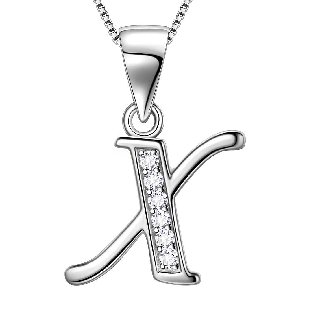 Letter X Initial Necklaces 925 Sterling Silver Aurora Tears Jewelry
