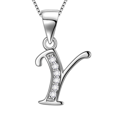 Letter Y Initial Necklaces 925 Sterling Silver Aurora Tears Jewelry