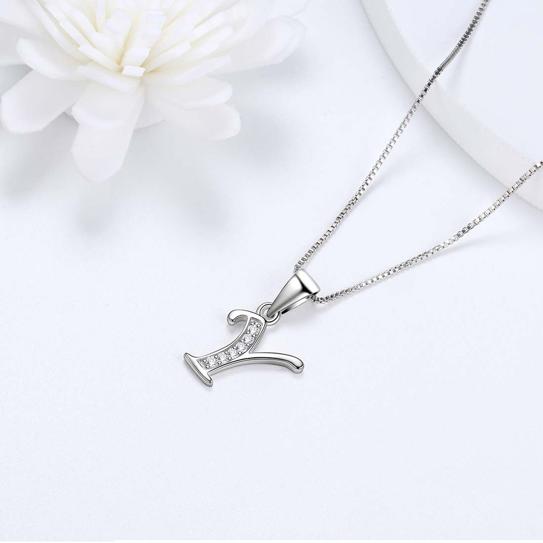 Letter Y Initial Necklaces 925 Sterling Silver - Necklaces - Aurora Tears Jewelry