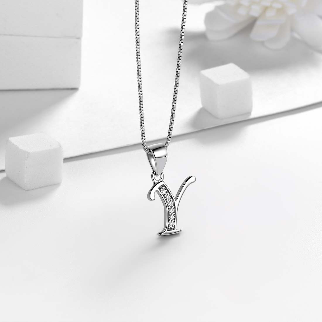 Letter Y Initial Necklaces 925 Sterling Silver - Necklaces - Aurora Tears Jewelry