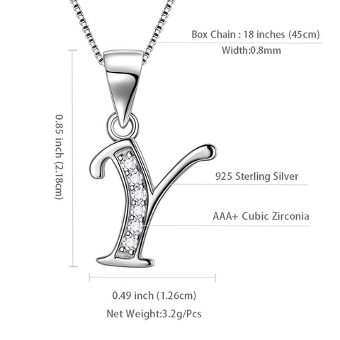 Letter Y Initial Necklaces 925 Sterling Silver - Necklaces - Aurora Tears Jewelry