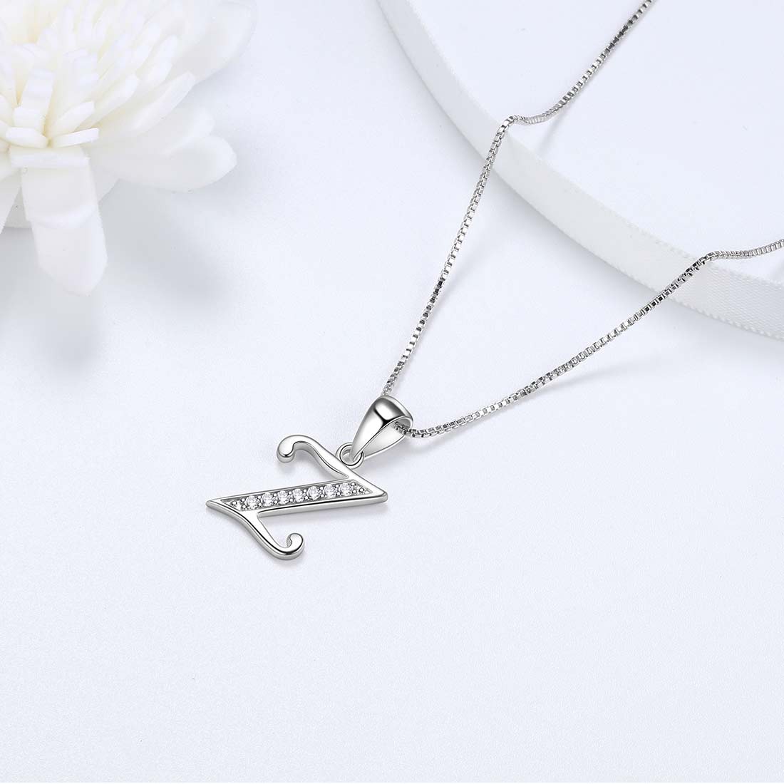 Letter Z Initial Necklaces 925 Sterling Silver - Necklaces - Aurora Tears Jewelry