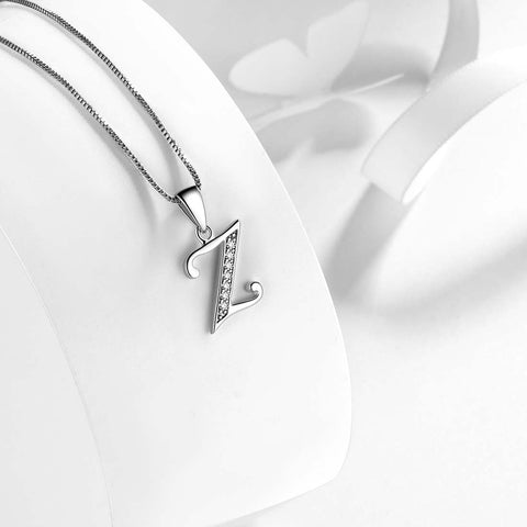 Letter Z Initial Necklaces 925 Sterling Silver - Necklaces - Aurora Tears Jewelry