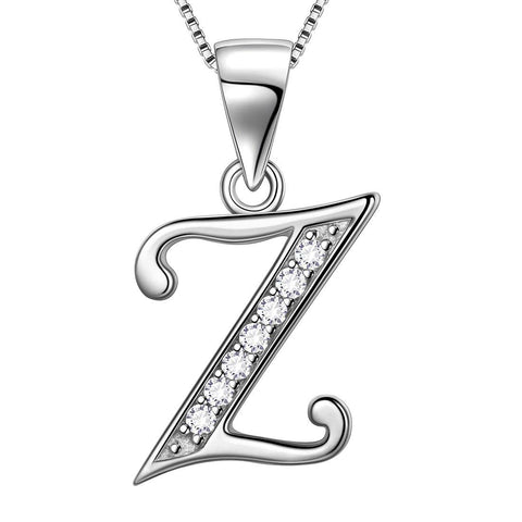 Letter Z Initial Necklaces 925 Sterling Silver Aurora Tears Jewelry