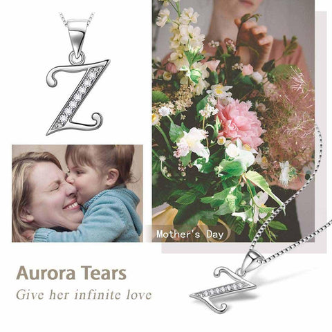 Letter Z Initial Necklaces 925 Sterling Silver - Necklaces - Aurora Tears Jewelry