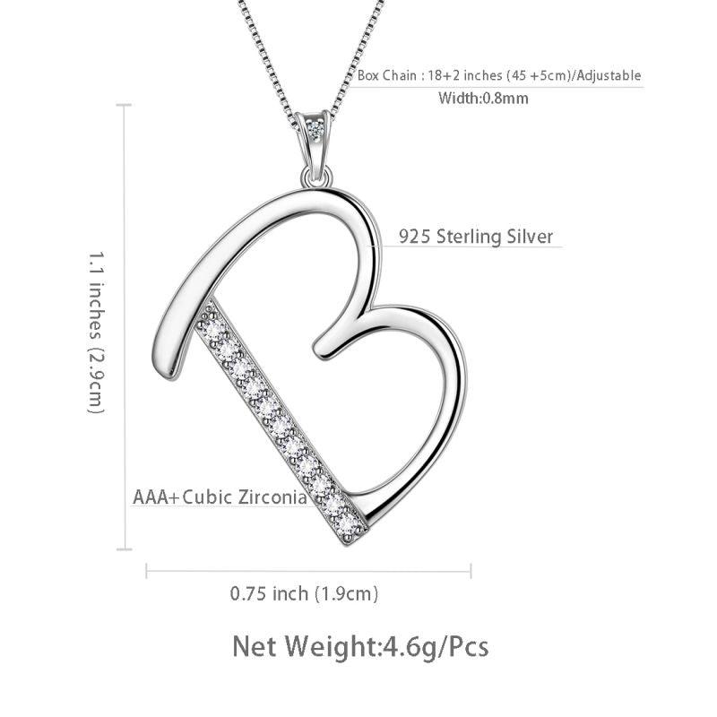 Letter Initial B Necklaces Pendant Chain 925 Sterling Silver - Necklaces - Aurora Tears