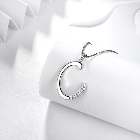 Letter Initial C Necklaces Pendant Chain 925 Sterling Silver - Necklaces - Aurora Tears