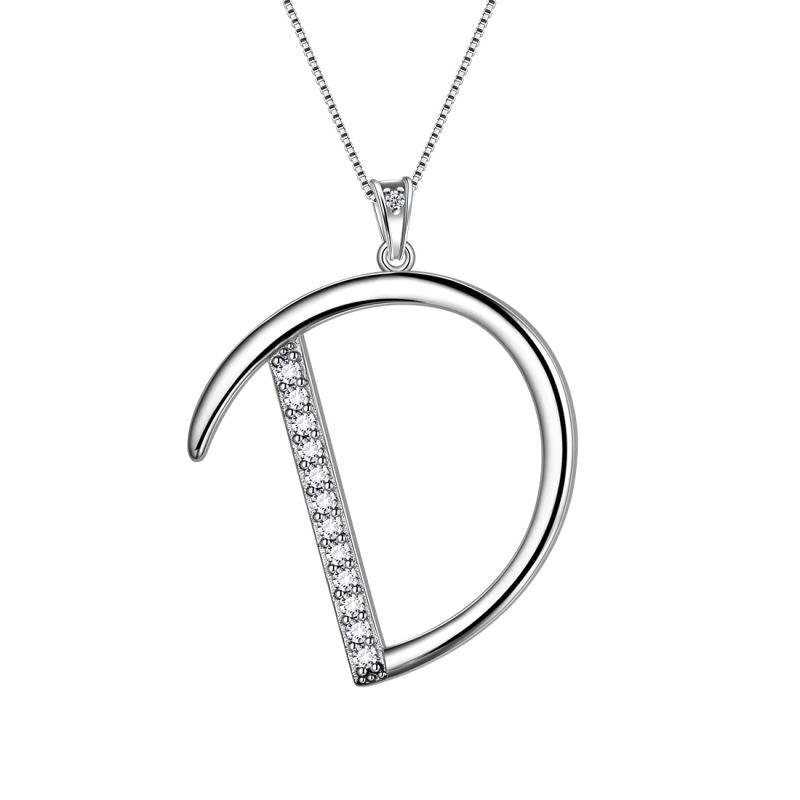 Letter Initial D Necklaces Pendant Chain 925 Sterling Silver - Necklaces - Aurora Tears