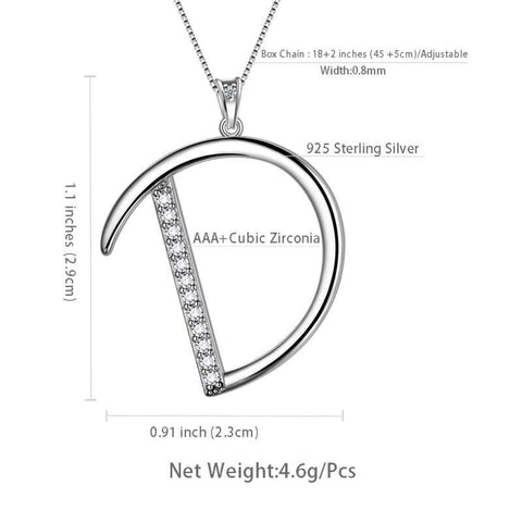 Letter Initial D Necklaces Pendant Chain 925 Sterling Silver - Necklaces - Aurora Tears