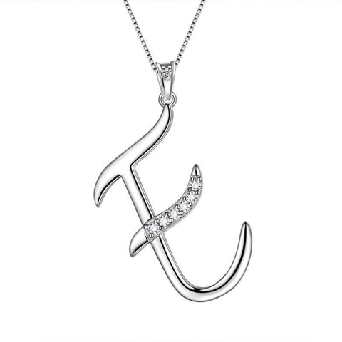 Letter Initial E Necklaces Pendant Chain 925 Sterling Silver - Necklaces - Aurora Tears