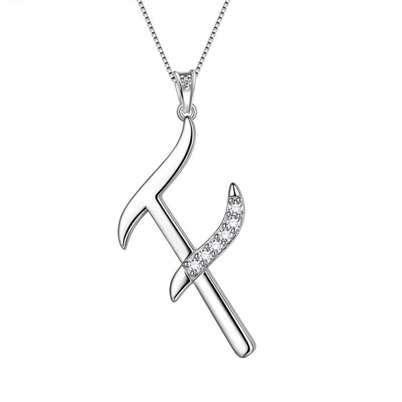 Letter Initial F Necklaces Pendant Chain 925 Sterling Silver - Necklaces - Aurora Tears