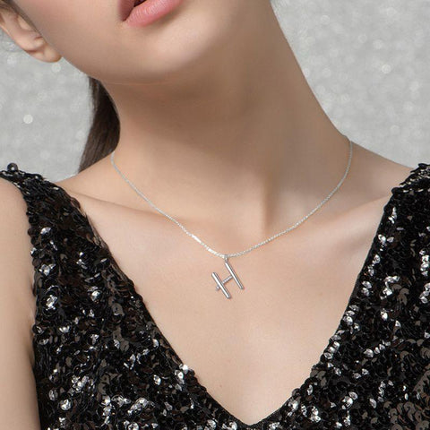 Letter Initial H Necklaces Pendant Chain 925 Sterling Silver - Necklaces - Aurora Tears