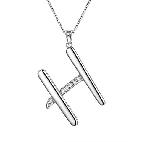 Letter Initial H Necklaces Pendant Chain 925 Sterling Silver - Necklaces - Aurora Tears