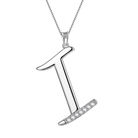 Letter Initial I Necklaces Pendant Chain 925 Sterling Silver - Necklaces - Aurora Tears