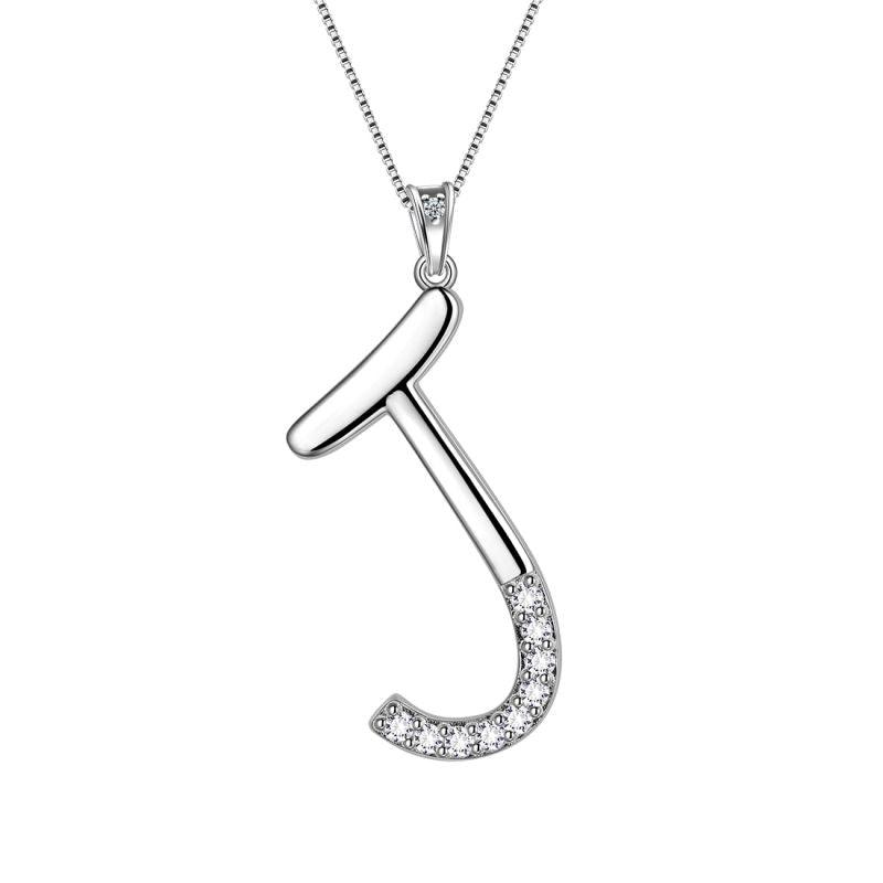 Letter Initial J Necklaces Pendant Chain 925 Sterling Silver - Necklaces - Aurora Tears